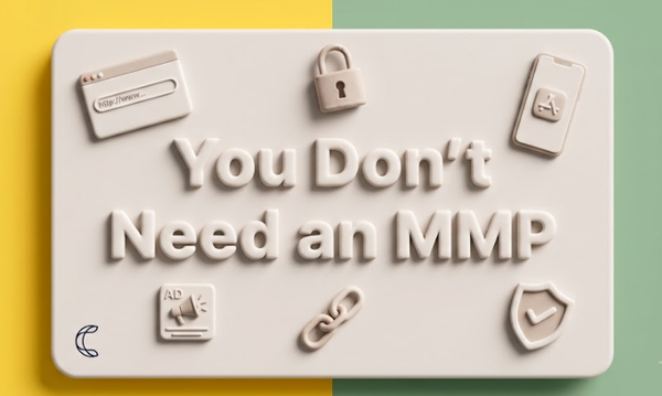 title card for You Don't Need an MMP with browser, padlock, smartphone, ad, link, and shield icons around a ChottuLink logo